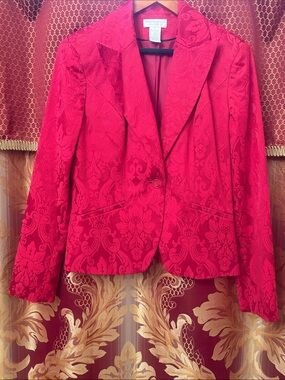 Worthington Pink Jacquard Single-Button Blazer